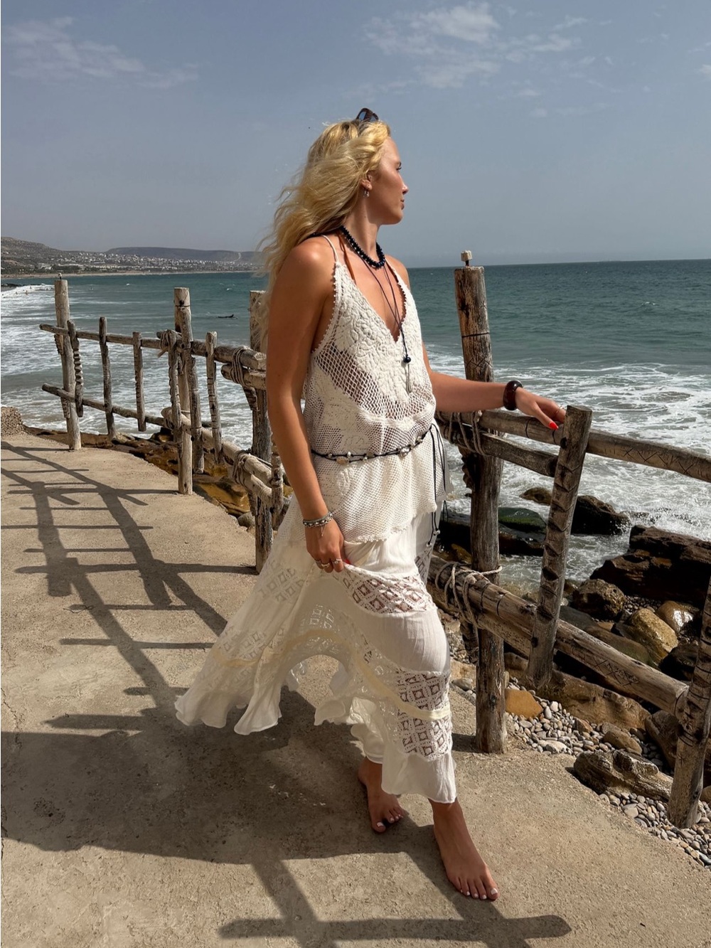 Free People Swept Away Maxi Skirt Size Small S/P in Clean Ivory - Boho Crochet - Picture 8 of 13